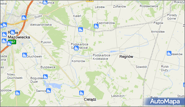 mapa Podskarbice Królewskie, Podskarbice Królewskie na mapie Targeo