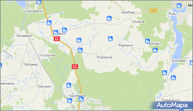 mapa Podstolice gmina Budzyń, Podstolice gmina Budzyń na mapie Targeo