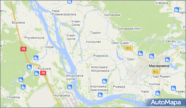 mapa Podstolice gmina Maciejowice, Podstolice gmina Maciejowice na mapie Targeo