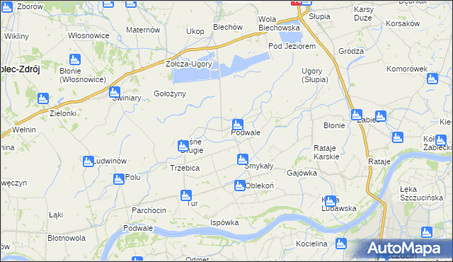 mapa Podwale gmina Pacanów, Podwale gmina Pacanów na mapie Targeo