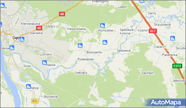 mapa Podwierzbie gmina Ryki, Podwierzbie gmina Ryki na mapie Targeo