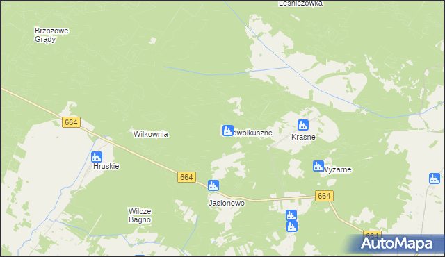 mapa Podwołkuszne, Podwołkuszne na mapie Targeo