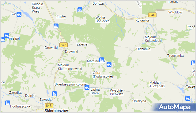 mapa Podwysokie gmina Skierbieszów, Podwysokie gmina Skierbieszów na mapie Targeo