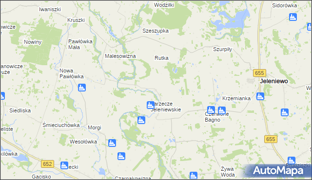 mapa Podwysokie Jeleniewskie, Podwysokie Jeleniewskie na mapie Targeo