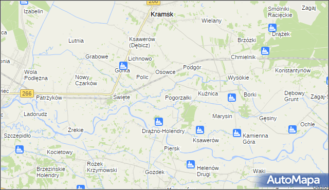 mapa Pogorzałki gmina Kramsk, Pogorzałki gmina Kramsk na mapie Targeo