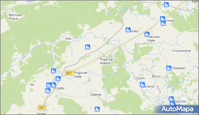 mapa Pogorzel Wielka, Pogorzel Wielka na mapie Targeo