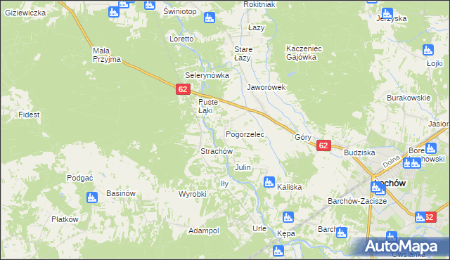 mapa Pogorzelec gmina Łochów, Pogorzelec gmina Łochów na mapie Targeo
