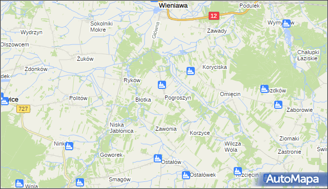 mapa Pogroszyn, Pogroszyn na mapie Targeo