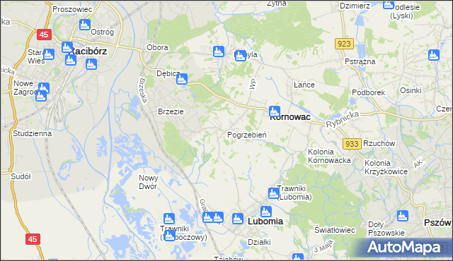 mapa Pogrzebień, Pogrzebień na mapie Targeo