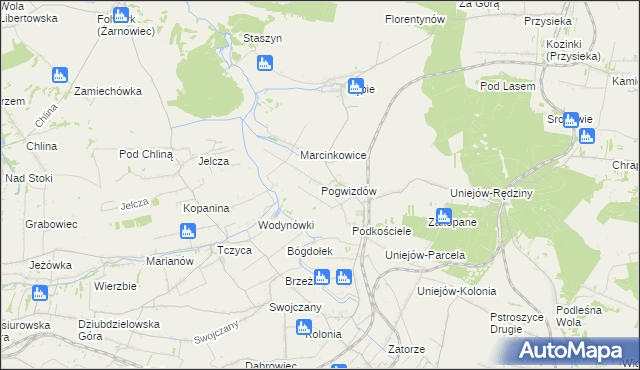 mapa Pogwizdów gmina Charsznica, Pogwizdów gmina Charsznica na mapie Targeo