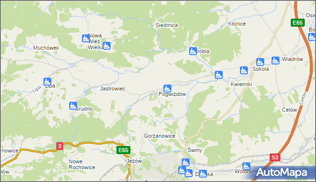 mapa Pogwizdów gmina Paszowice, Pogwizdów gmina Paszowice na mapie Targeo