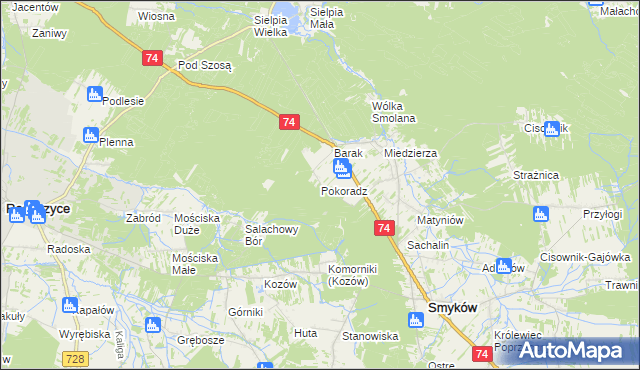 mapa Pokoradz, Pokoradz na mapie Targeo