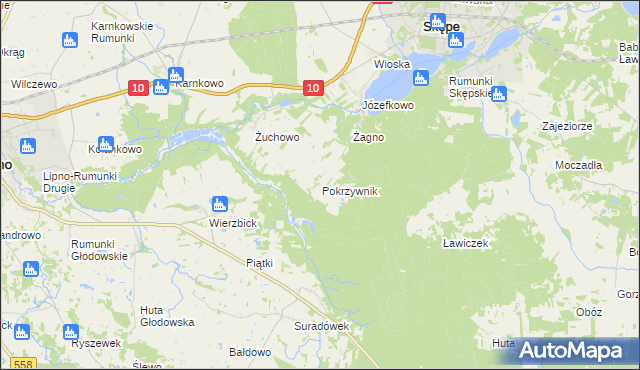 mapa Pokrzywnik gmina Skępe, Pokrzywnik gmina Skępe na mapie Targeo