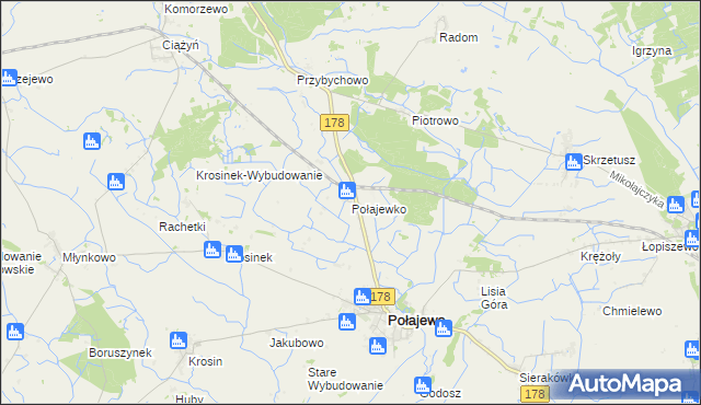 mapa Połajewko, Połajewko na mapie Targeo