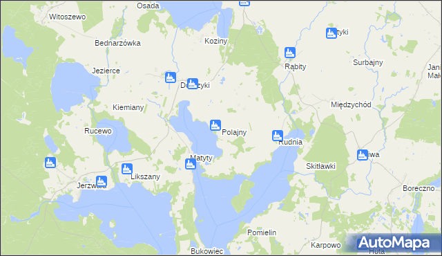 mapa Polajny, Polajny na mapie Targeo