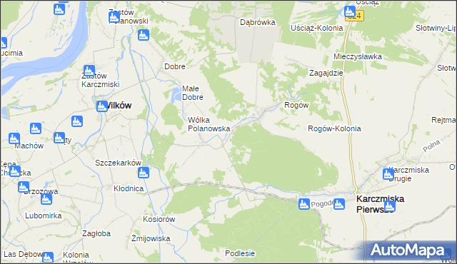 mapa Polanówka gmina Wilków, Polanówka gmina Wilków na mapie Targeo