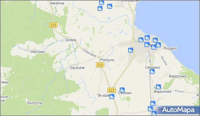 mapa Połczyno gmina Puck, Połczyno gmina Puck na mapie Targeo