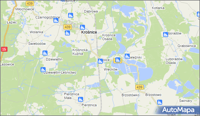 mapa Police gmina Krośnice, Police gmina Krośnice na mapie Targeo