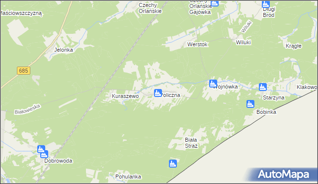 mapa Policzna gmina Kleszczele, Policzna gmina Kleszczele na mapie Targeo