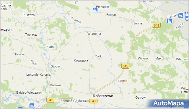 mapa Polik gmina Rościszewo, Polik gmina Rościszewo na mapie Targeo