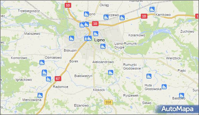 mapa Pólko gmina Lipno, Pólko gmina Lipno na mapie Targeo