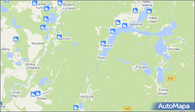 mapa Pólko gmina Nidzica, Pólko gmina Nidzica na mapie Targeo