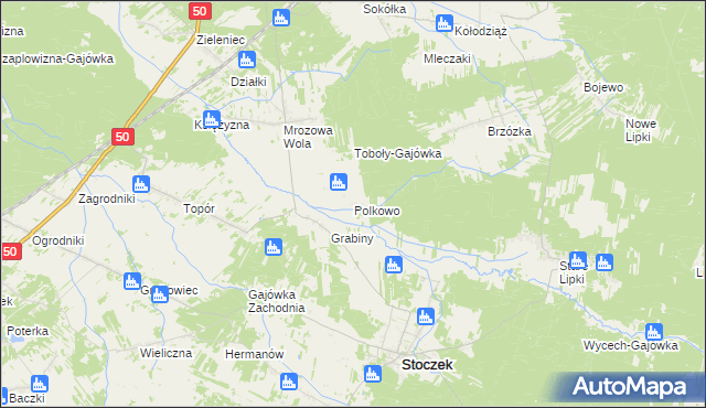 mapa Polkowo gmina Stoczek, Polkowo gmina Stoczek na mapie Targeo