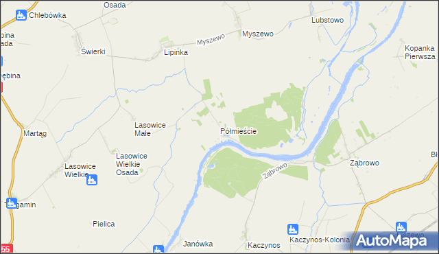 mapa Półmieście, Półmieście na mapie Targeo