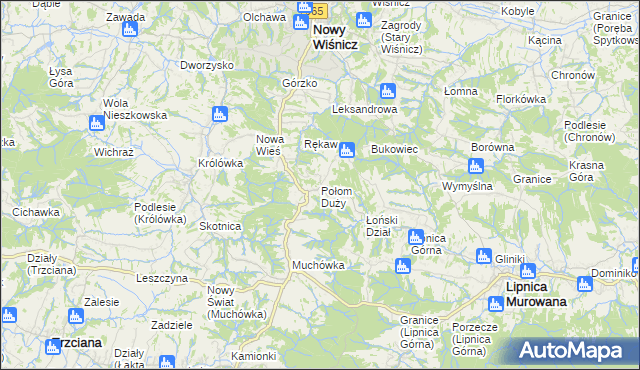 mapa Połom Duży, Połom Duży na mapie Targeo