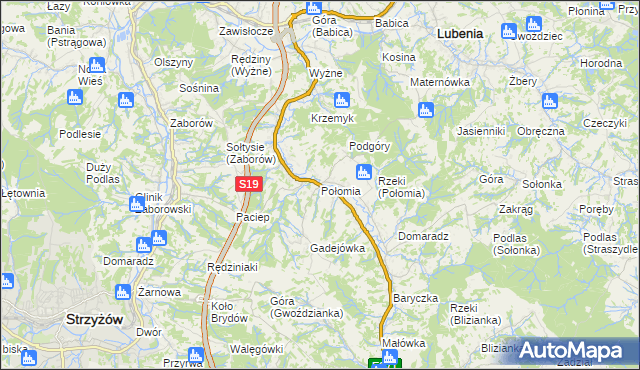 mapa Połomia gmina Niebylec, Połomia gmina Niebylec na mapie Targeo