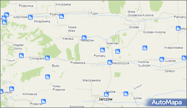 mapa Pomiary gmina Jarczów, Pomiary gmina Jarczów na mapie Targeo