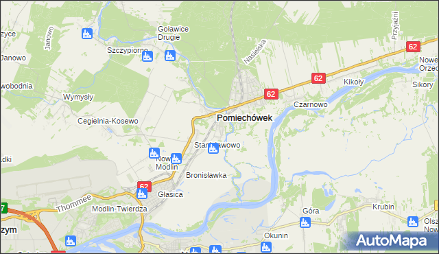 mapa Pomiechowo, Pomiechowo na mapie Targeo