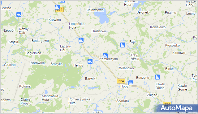 mapa Pomieczyno, Pomieczyno na mapie Targeo