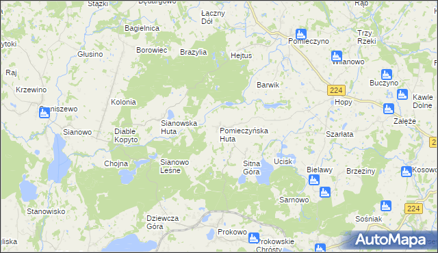 mapa Pomieczyńska Huta, Pomieczyńska Huta na mapie Targeo