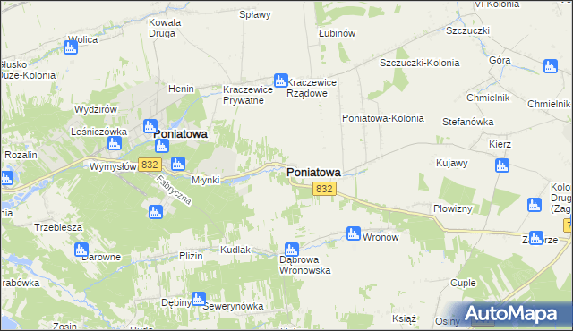 mapa Poniatowa powiat opolski, Poniatowa powiat opolski na mapie Targeo