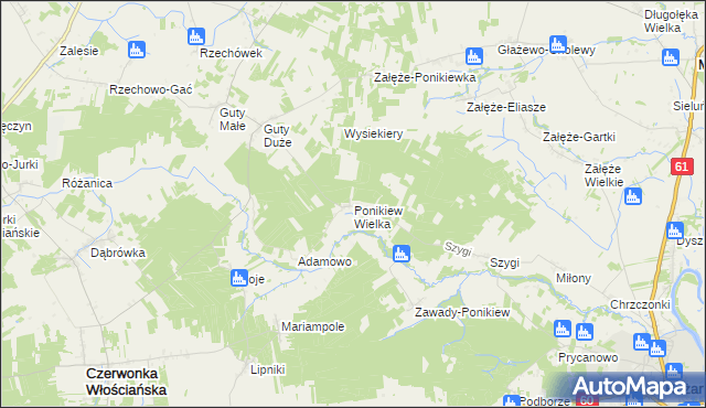 mapa Ponikiew Wielka, Ponikiew Wielka na mapie Targeo