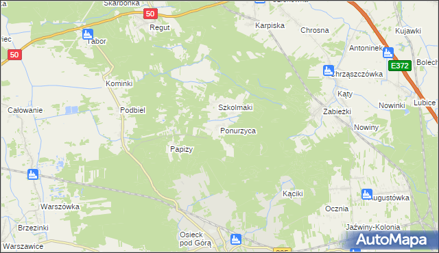 mapa Ponurzyca, Ponurzyca na mapie Targeo