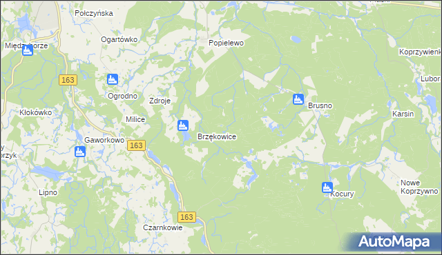 mapa Popielewice, Popielewice na mapie Targeo