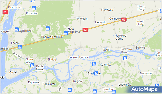 mapa Popowo Kościelne gmina Somianka, Popowo Kościelne gmina Somianka na mapie Targeo