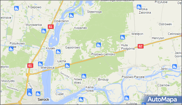 mapa Popowo-Letnisko, Popowo-Letnisko na mapie Targeo