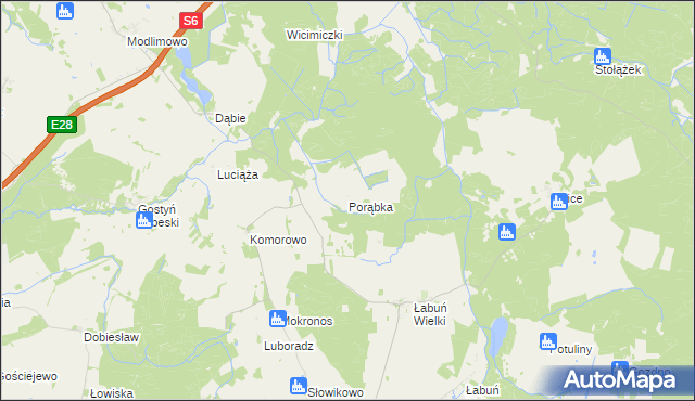 mapa Porąbka gmina Resko, Porąbka gmina Resko na mapie Targeo