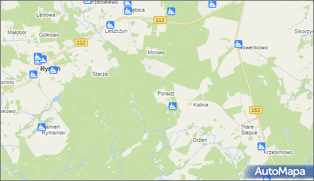 mapa Poradz gmina Sławoborze, Poradz gmina Sławoborze na mapie Targeo