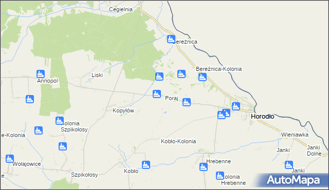 mapa Poraj gmina Horodło, Poraj gmina Horodło na mapie Targeo