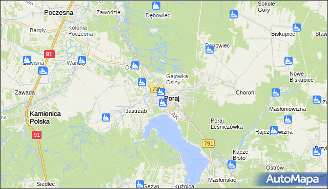 mapa Poraj powiat myszkowski, Poraj powiat myszkowski na mapie Targeo
