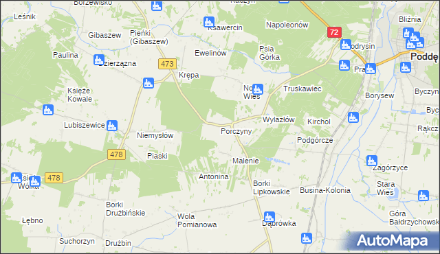 mapa Porczyny, Porczyny na mapie Targeo