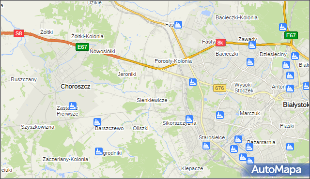 mapa Porosły, Porosły na mapie Targeo