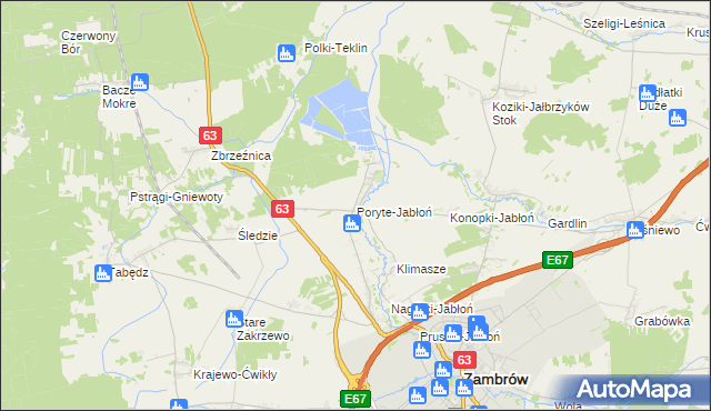 mapa Poryte-Jabłoń, Poryte-Jabłoń na mapie Targeo