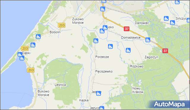 mapa Porzecze gmina Darłowo, Porzecze gmina Darłowo na mapie Targeo