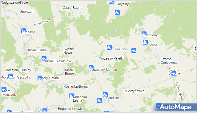 mapa Porzeziny-Giętki, Porzeziny-Giętki na mapie Targeo