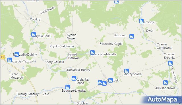 mapa Porzeziny-Mendle, Porzeziny-Mendle na mapie Targeo